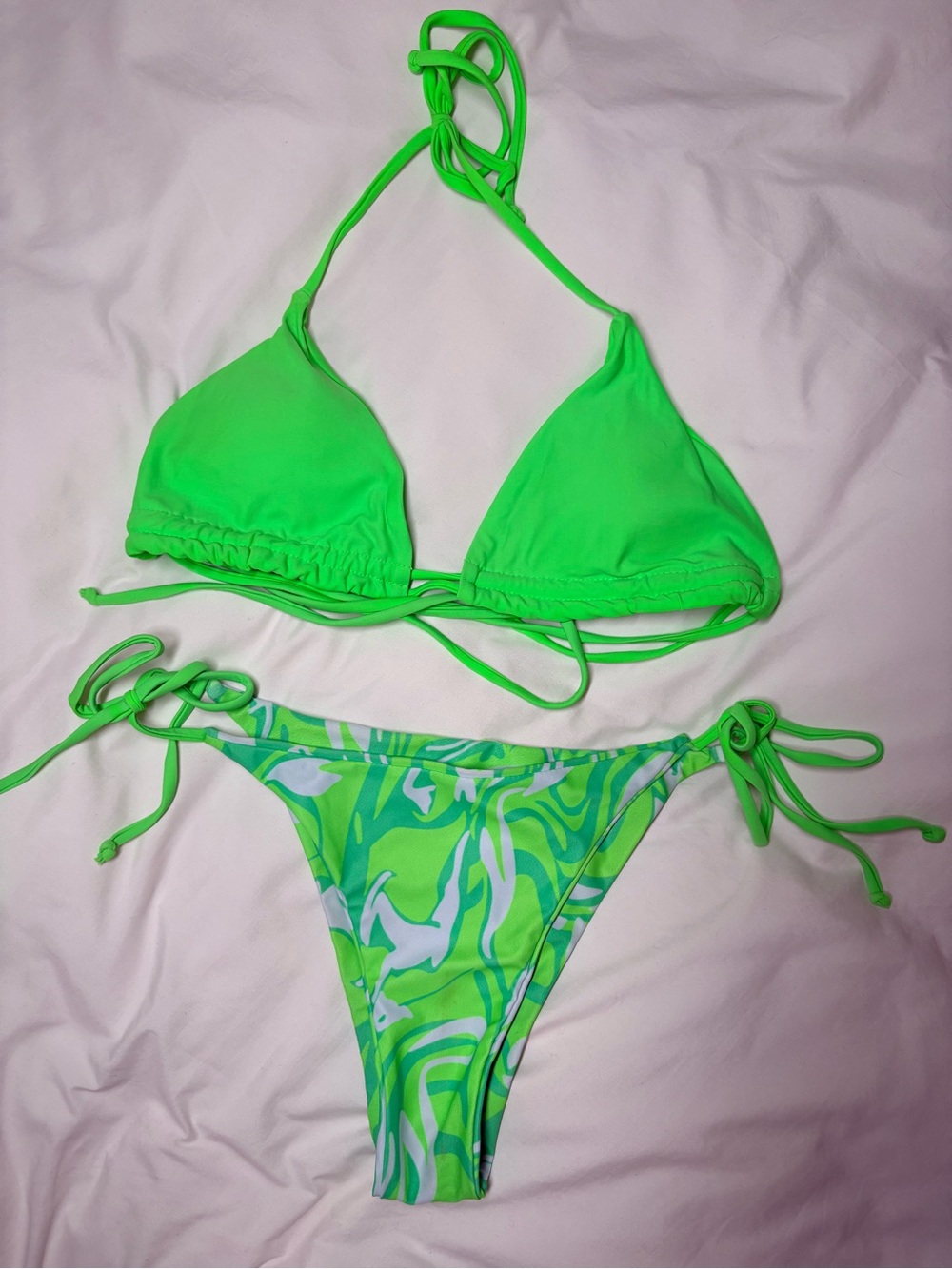 Neon Green Tie-Side Bikini Set